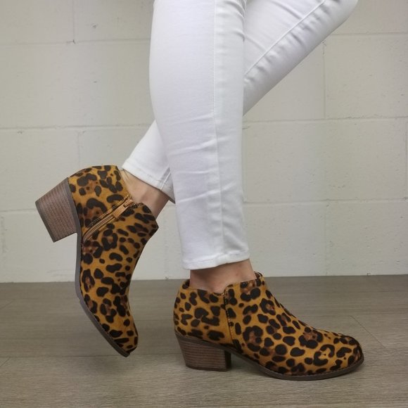 Faux Suede Leopard Print Ankle Booties - Picture 13 of 16